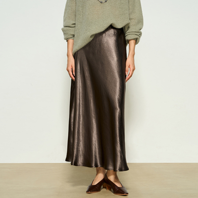 张小某梨形定制 100%醋酸肌理感柔软顺滑高腰半身裙1BZ08Q1942