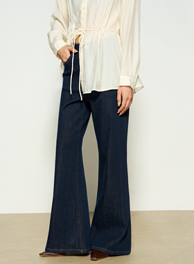 张小某梨形定制 高腰四面弹直筒微喇拖地牛仔裤1BW04N1537-N1538