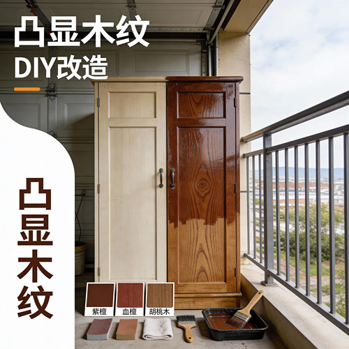 水性木纹漆油漆木器漆家用胡桃木色实木门柜子家具专用翻新改色漆