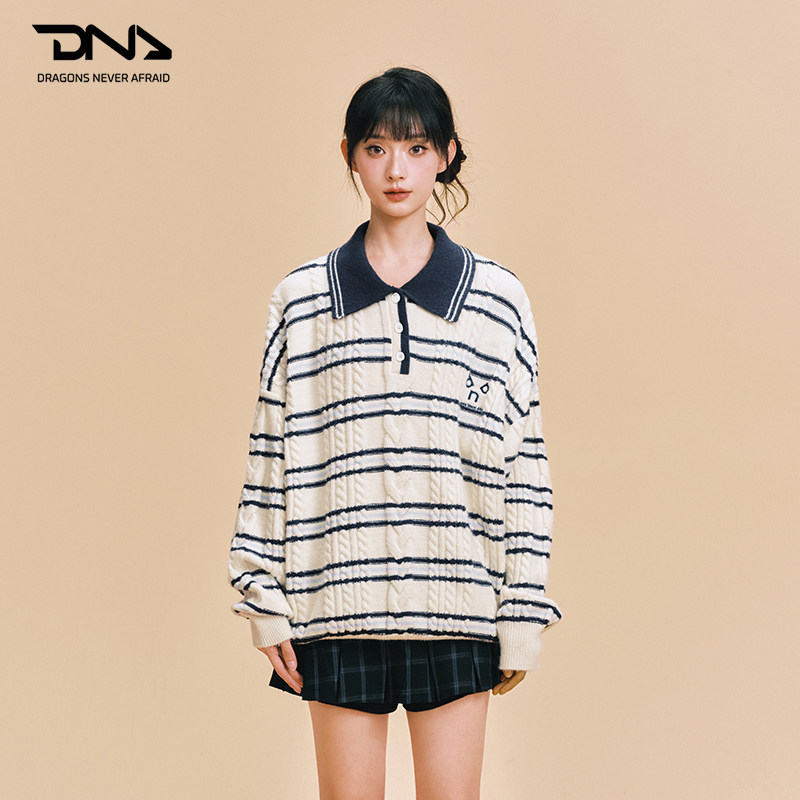 【DNA官方】条纹针织毛线衫25年秋冬美式复古风慵懒宽松套头上衣,男装,针织衫/毛衣,淘宝优惠券,粉丝福利购,淘宝优惠卷