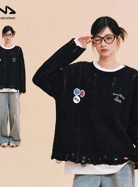 【DNA官方】破坏套头毛衣针织衫2025年秋新款破洞慵懒风外套上衣