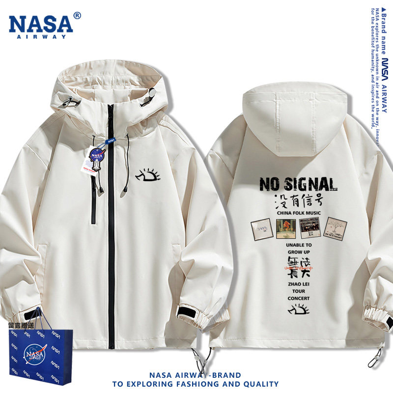 NASA联名赵雷没有信号演唱会专辑周边同款男女连帽冲锋衣夹克外套