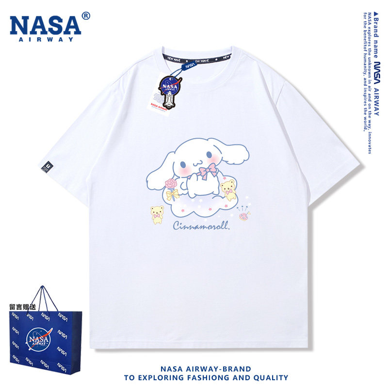 NASA AW三丽鸥玉桂狗周边卡通图案纯棉短袖T恤男女半袖圆领上衣服