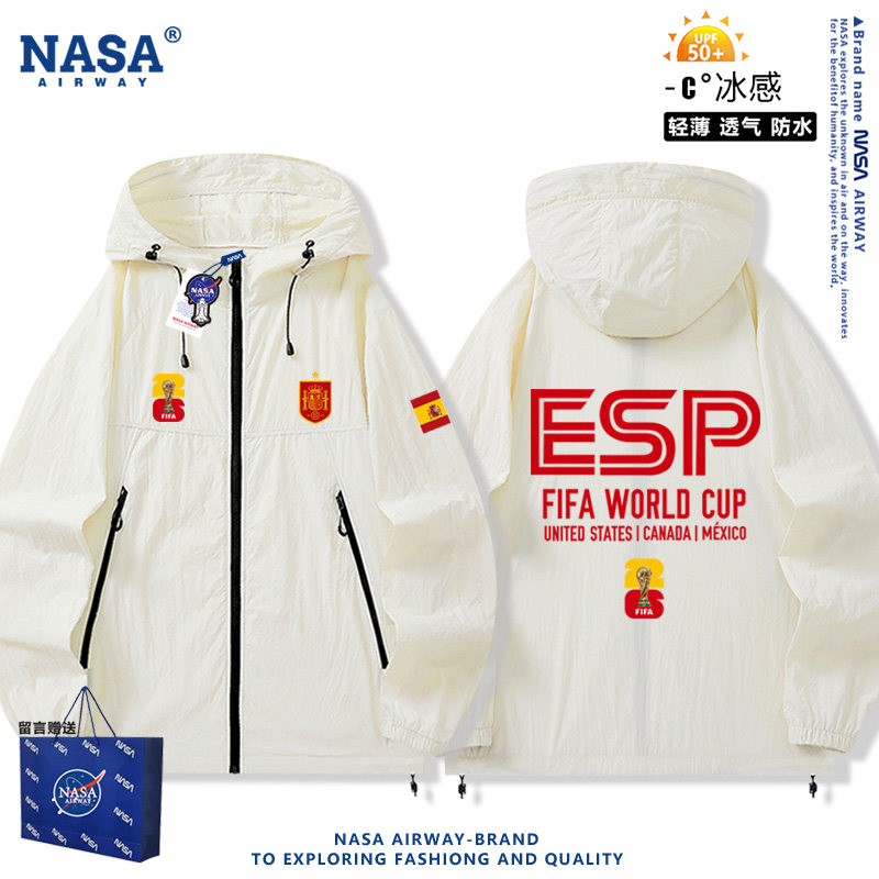 NASA联名2026世界杯西班牙足球队亚马尔球迷男女速干防晒衣外套夏