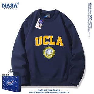 NASA联名ucla美国加州大学篮球运动男女秋冬百搭圆领卫衣加绒上衣