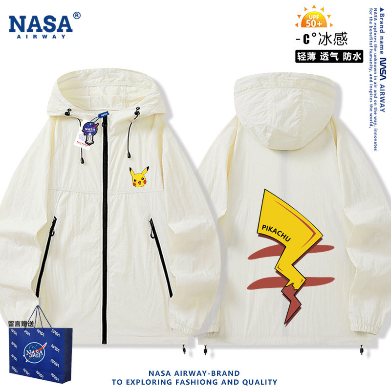 NASA AW精灵宝可梦皮卡丘日系卡通动漫周边外套男女速干防晒衣夏