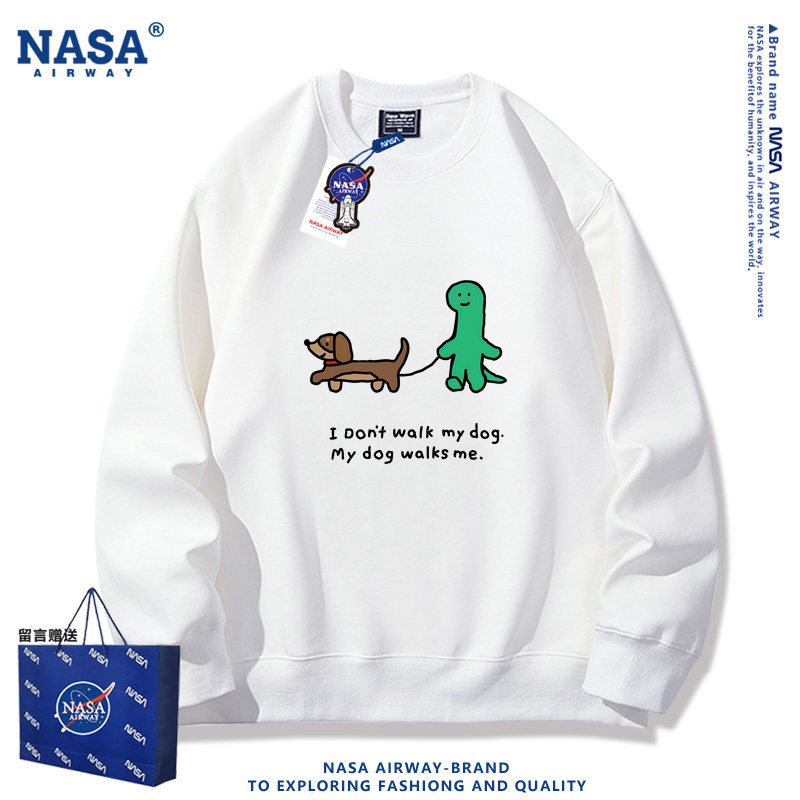 NASA AW乔古漫绿色可爱小恐龙韩国卡通图案圆领卫衣春秋薄款上衣