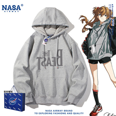 NASA联名福音战士绫波丽明日香同款连帽卫衣男女生秋冬上衣服新款