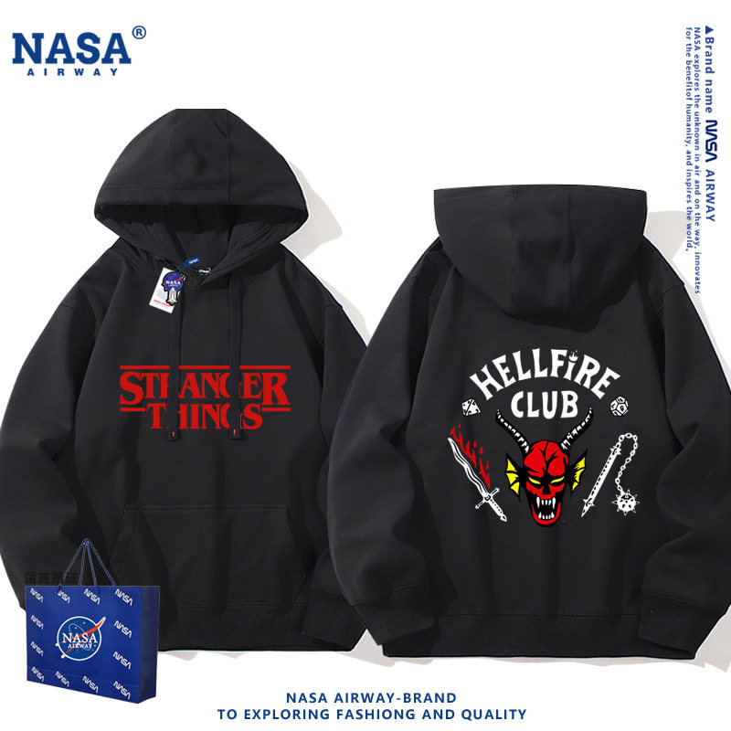 NASA AW美剧怪奇物语周边图案印花男女春秋连帽卫衣薄款上衣服潮