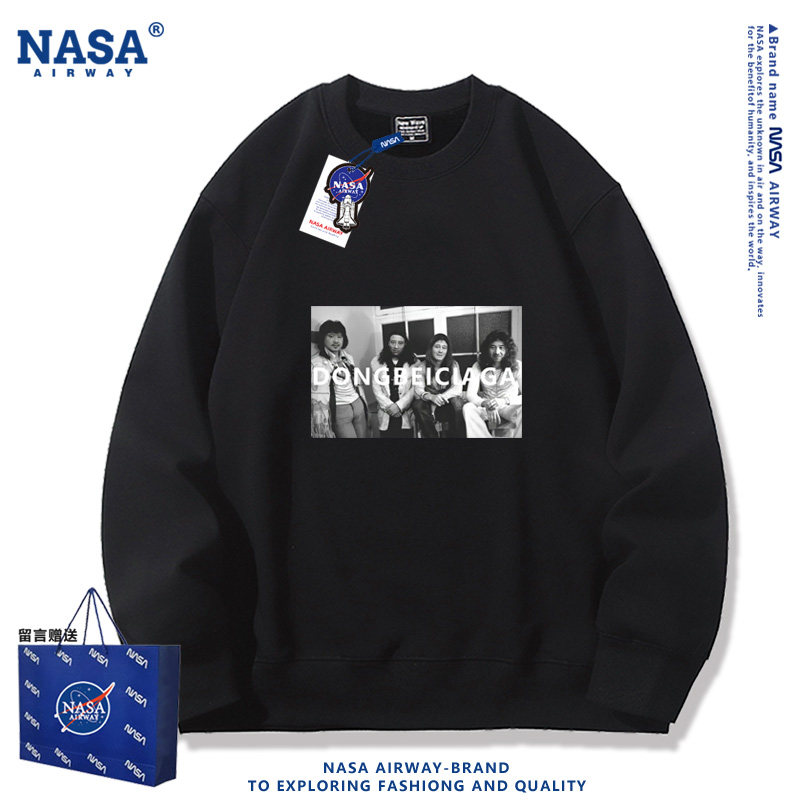 NASA联名东北世家F4范德彪趣味图案春秋男女圆领卫衣薄款上衣新款