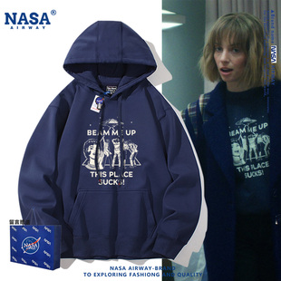 男女秋冬加绒连帽卫衣上衣服 罗宾同款 NASA AW电影怪奇物语第五季