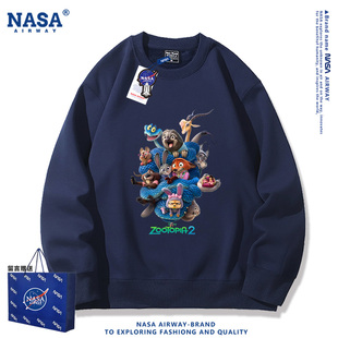 NASA联名疯狂动物城2尼克朱迪电影周边男女情侣圆领卫衣加绒上衣