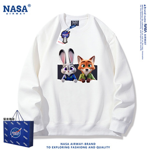 NASA联名疯狂动物城尼克朱迪情侣圆领卫衣男女薄款 秋冬上衣外套潮