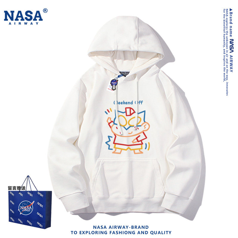 NASA AW日系动漫动感超人蜡笔小新多巴胺线条连帽卫衣男女春秋款