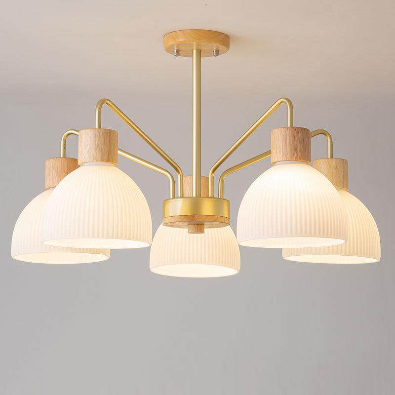 北欧日式客厅主灯卧室原木吊灯餐厅书房ins公寓中古木质玻璃吊灯