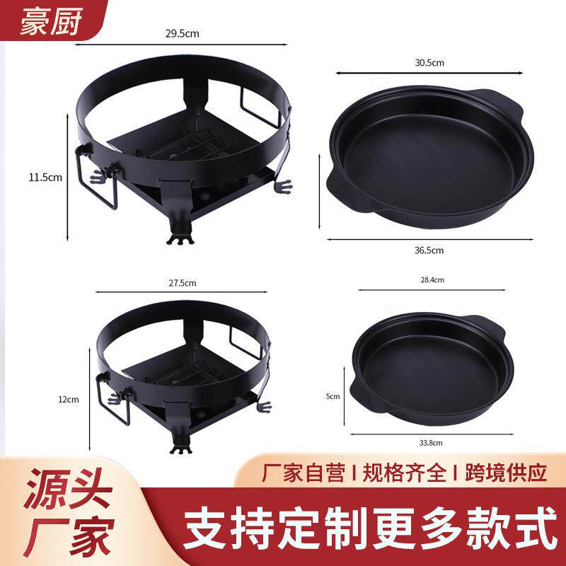 新款牛蛙锅加厚铸铁烤鱼干锅家用不粘干锅炉餐厅酒精牛蛙干锅