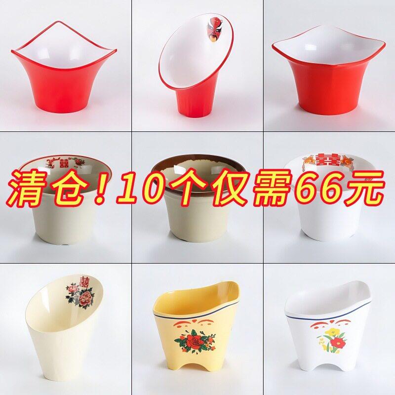 怀旧火锅蔬菜桶复古密胺餐具商用自助仿瓷塑料斜口金针菇菌菇容器