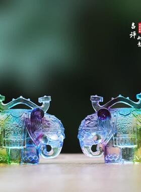 琉璃如意吉祥大象笔架摆件居家客厅桌面摆放装饰吉祥送礼工艺品