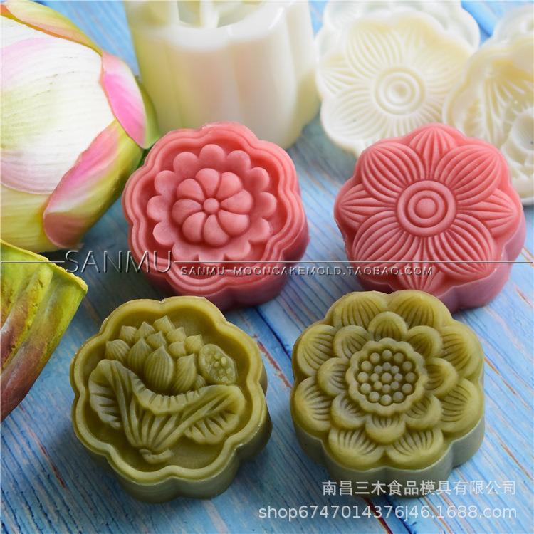 月饼模具 50-65克国潮风绿豆糕手压塑料工具