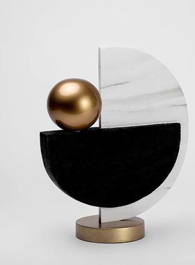 大千黑白创意几何树脂工艺品摆件 家居装饰 黑白拼色几何造型摆件