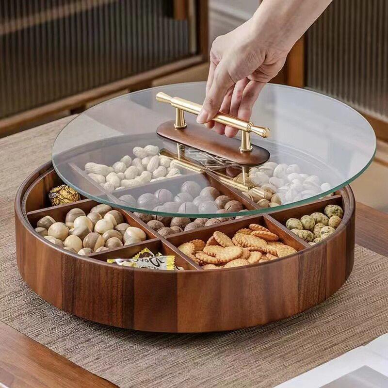 木质干果盒家用客厅九宫格点心零食收纳盒实木颜值坚果收纳盒