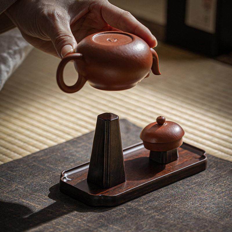 黑檀木沥水晾壶小杯架实木茶具收纳架置物架禅意晾杯托架茶道配件