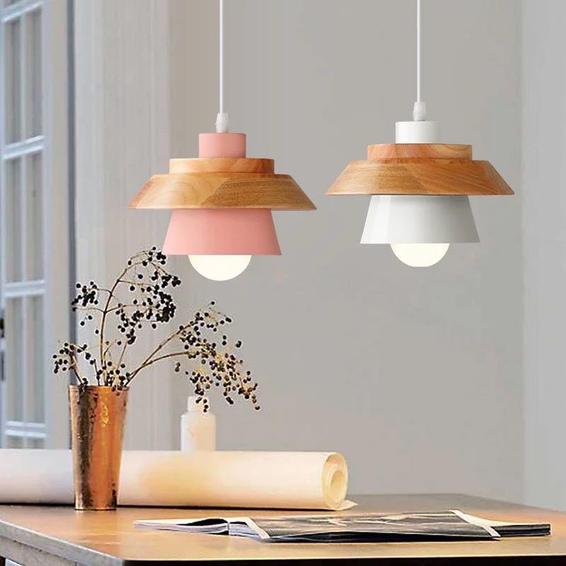 北欧简约现代卧室床头个性吧台咖啡厅创意单三头实木铝材餐厅吊灯