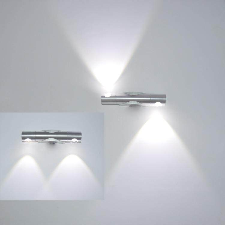 简约卧室床头灯创意双头360旋转镜前灯led铝材客厅现代书房背景灯