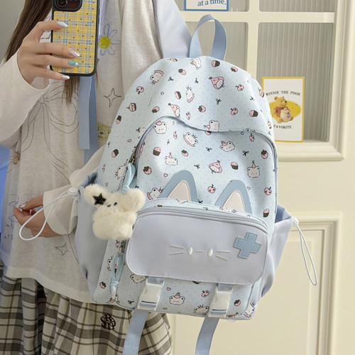 可爱小猫女学生大容量双肩书包