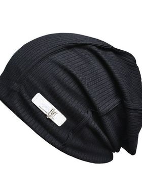 网红月子针织帽子百搭薄款帽帽秋冬堆堆M冷帽大头围女8147包头标