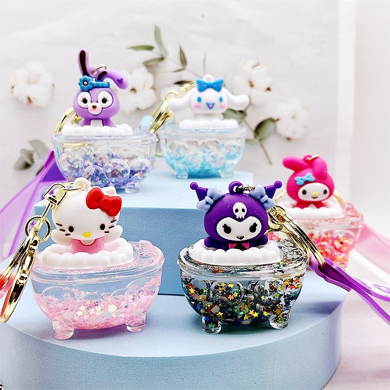 入油奶茶杯流沙瓶漂浮瓶钥匙扣公仔漂流挂件情侣爪机挂饰小礼品