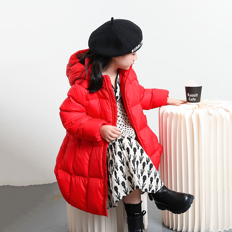 女童羽绒服中长款加厚冬季新款修身中大儿童羽绒服外套22160