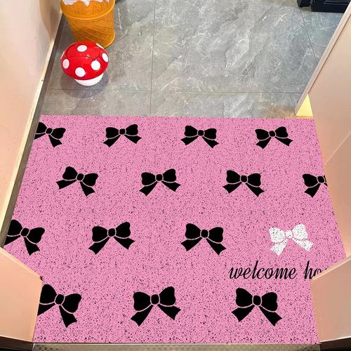 蝴蝶结入户门地垫丝圈家用地毯简约高级门口脚垫进门防滑耐脏门垫