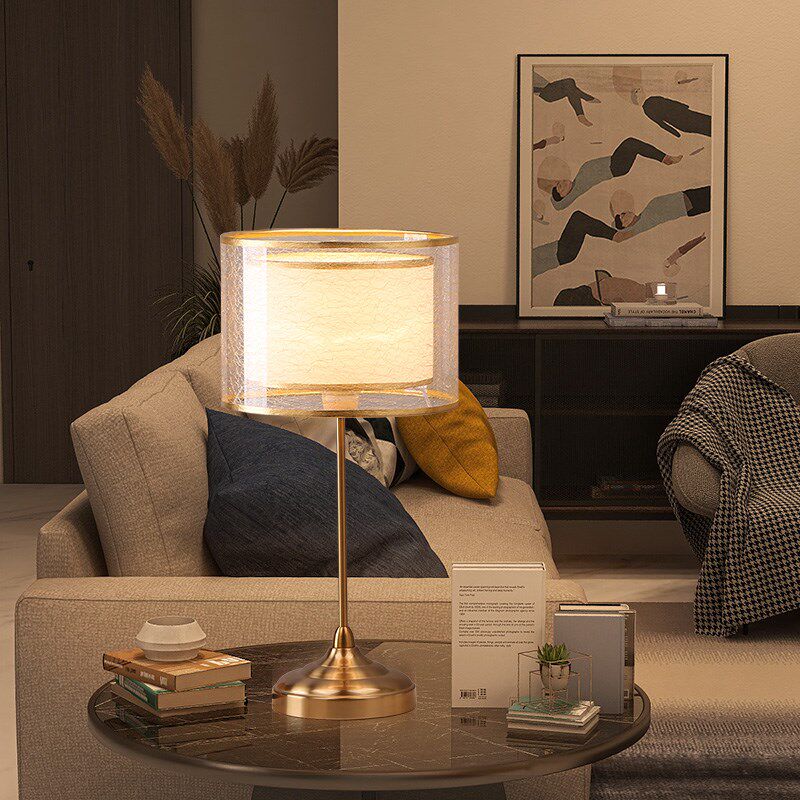 烨上极简轻奢时尚台灯床头灯卧室铜色复古主卧温馨调光装饰灯具