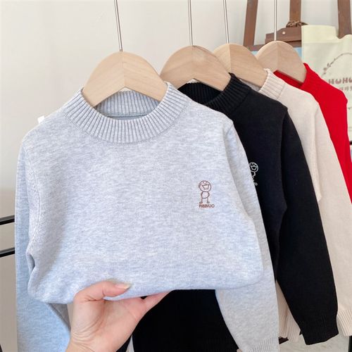 男童毛衣中大童圆领打底衫儿童针织衫2024新款春秋季纯棉线衣童装