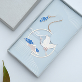 云中仙鹤金属书签中国风古典文艺创意小清新学生用礼品黄铜古风文