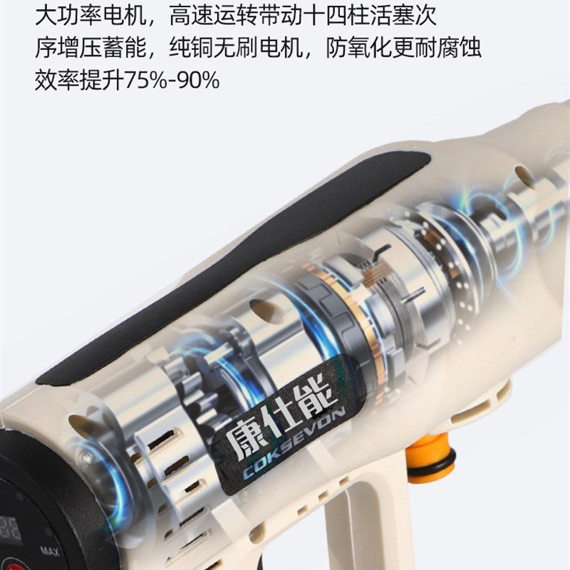 康仕能k1电显高压无刷锂电洗车机大功率无线车用家用商用洗车水枪