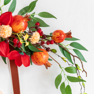 阿楹 囍结婚敬茶背景布置婚房装饰 床头花石榴入户窗户喜庆门挂件