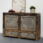 古朴实木两门餐边柜复古中式 柜民宿家具 做旧玄关柜松木储物柜子鞋