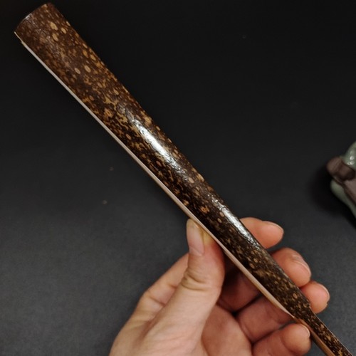 收藏礼品文玩扇子九寸老蚊帐杆料梅鹿扇骨宣纸摺扇花纹凹凸感强