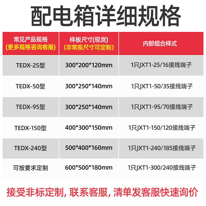 电缆分线箱接线主线6-25支线4-16平方电流150A分支T接箱明装分支