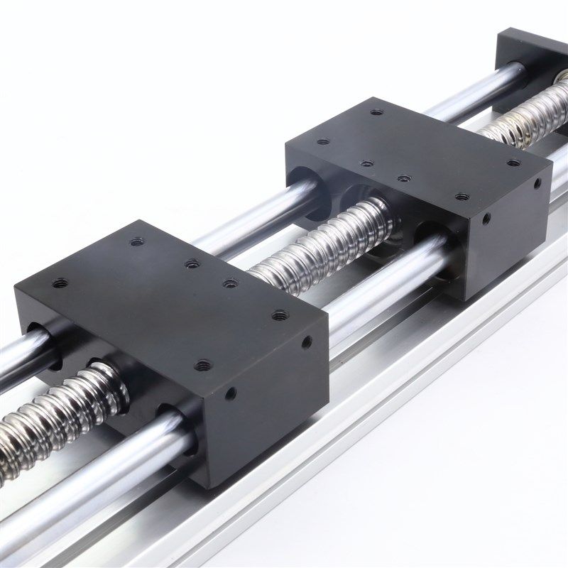 双光轴双滑块正反牙滚珠丝杠导轨滑台精密手轮手动57步进伺服电机