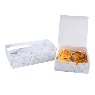 蛋黄酥包装盒4粒6粒装糯米船糕点可爱大理石一次性蛋挞打包装盒子