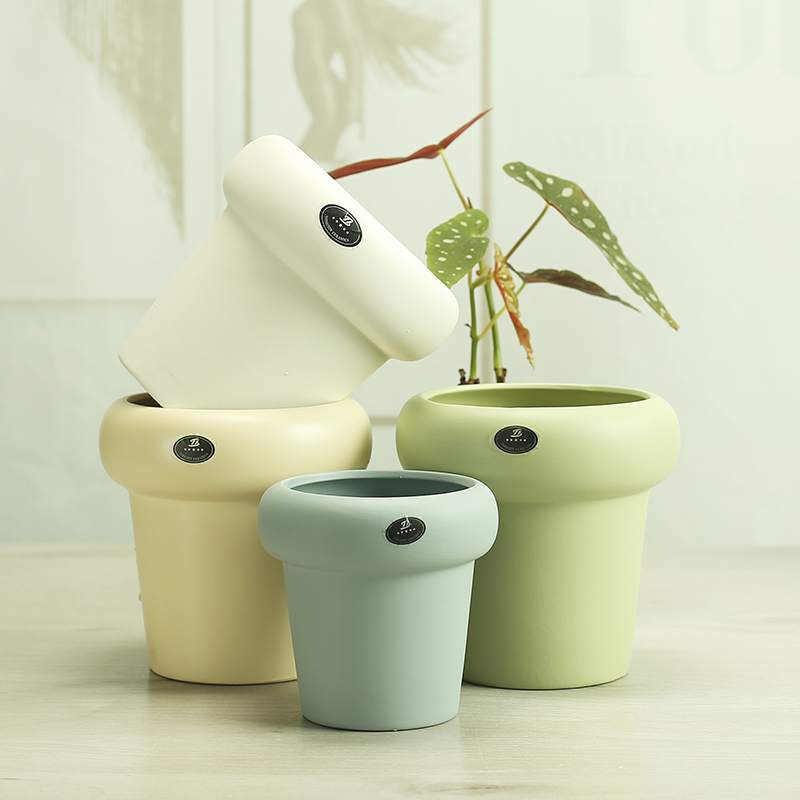 网红奶油风高级陶瓷花盆多肉仙人球个性家用小花盆单支蝴蝶兰专用