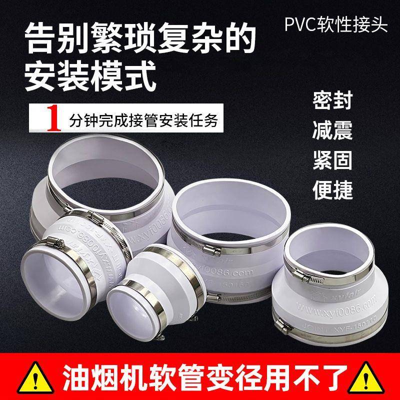 新风系统变径管道风机大小头转接PE管软接头风机软连接减震密封件