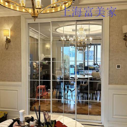 上海极窄厨房推拉门定制吊轨三联动阳台钢化玻璃移门卫生间折叠门
