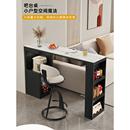 奶油风岩板家用吧台桌客厅隔断高脚桌阳台休闲小吧台小户型长条桌