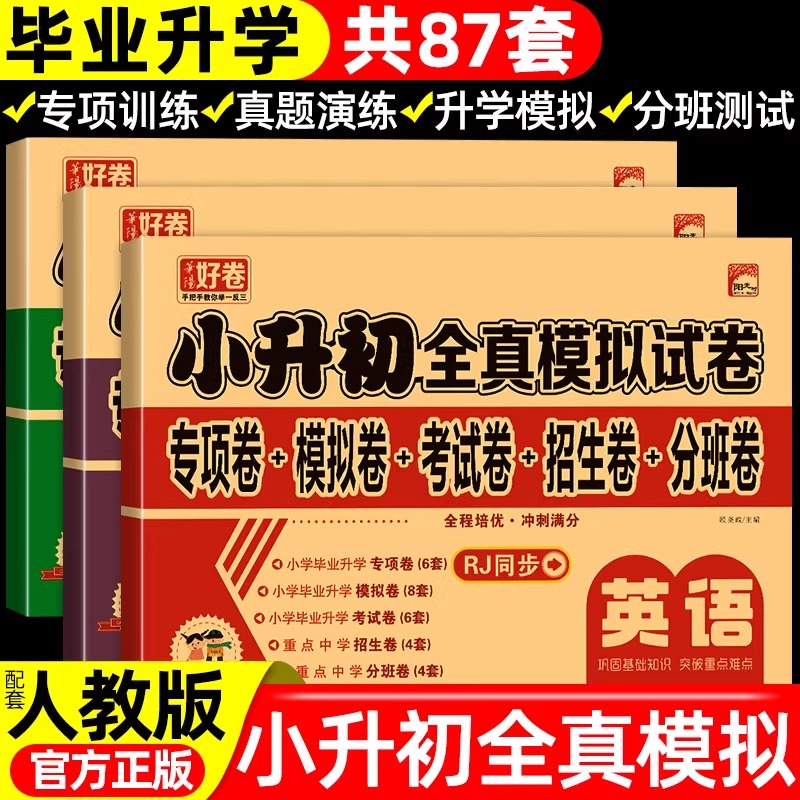 小升初真题卷2025必刷题人教版六年级下册试卷测试卷全套语文数学英语小学升初中语数英系统总复习小升初期末冲刺卷复习资料