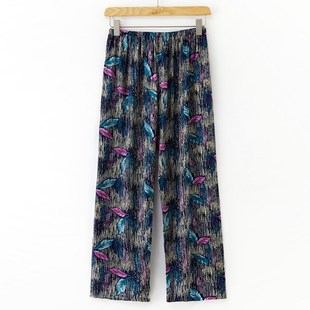 夏季中老年女人造棉睡裤加肥加大绵绸长裤奶奶棉绸家居裤空调裤