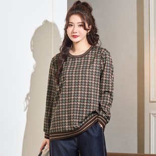 女装 T恤衫 秋装 休闲上衣胖mm遮肚子显瘦长袖 230斤胖妹妹时尚 特大码